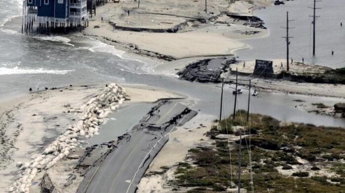 A section of Hwy 12 at the edge of Rodanthe that was destroyed when Hurricane Irene struck on Aug. 30, 2011.