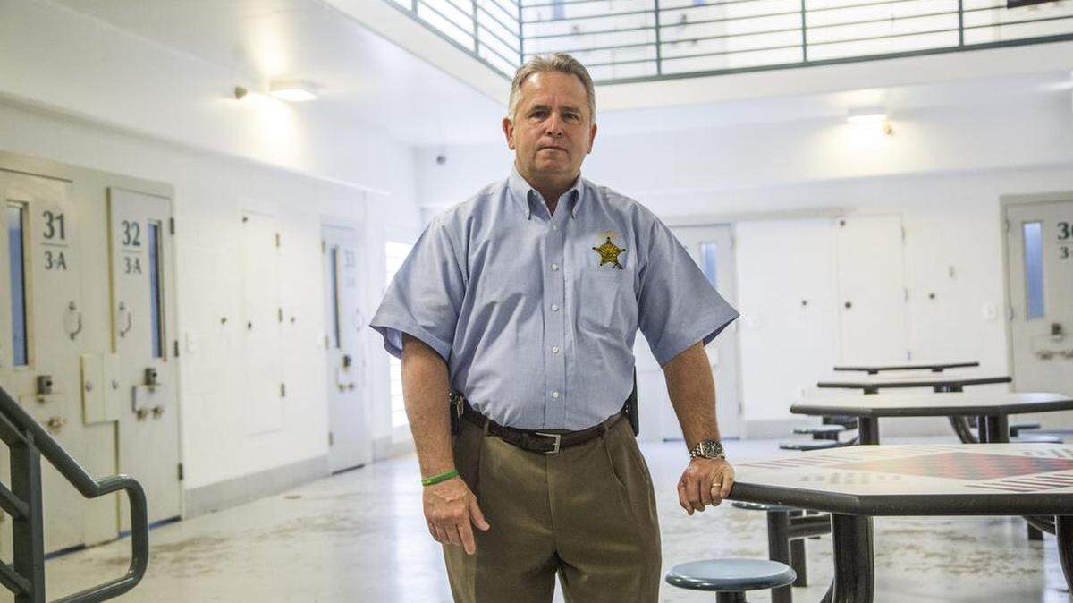 Durham County sheriff Michael Andrews at the Durham County Detention Facility in an empty unit of the jail that he wants to convert to a mental health unit in Sept. 2017.