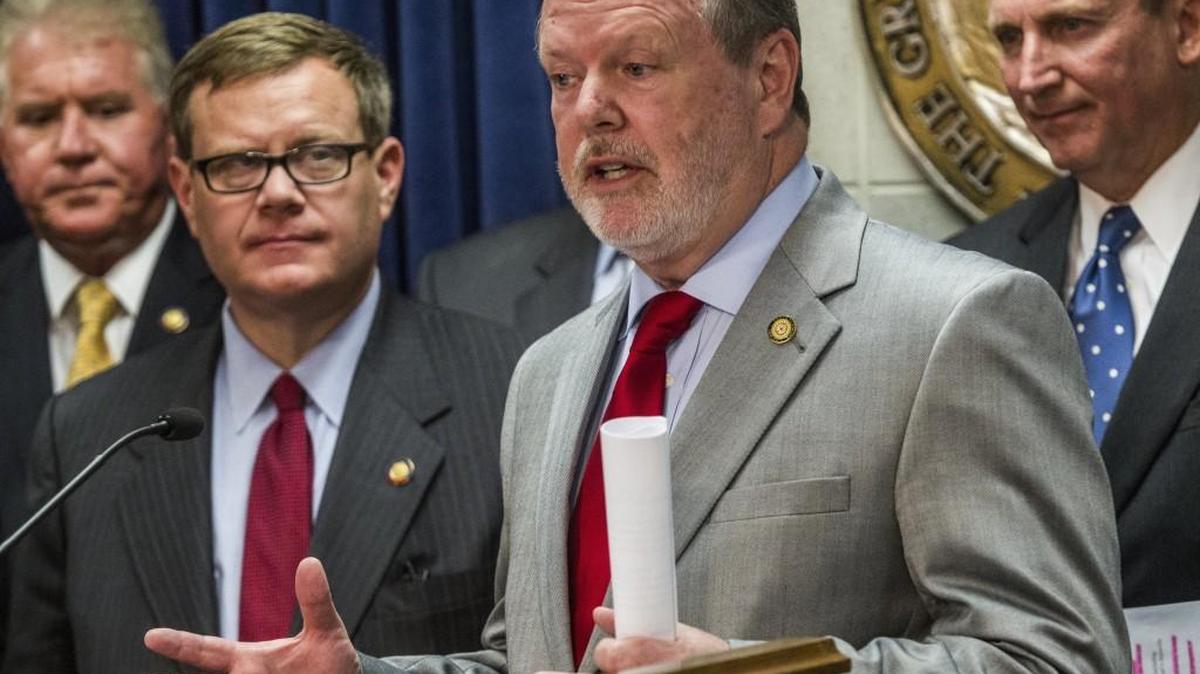 During a Monday June 19, press conference, N.C. Senate leader Phil Berger explains parts of compromise North Carolina state budget. A provision of the budget will phase out free health care insurance for retired state employees. The lost benefit may make it more difficult to attract and retain teachers.