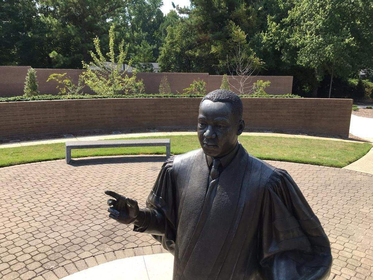 The statue of Martin Luther King Jr. at the Dr. Martin Luther King, Jr. Memorial Gardens in Raleigh.