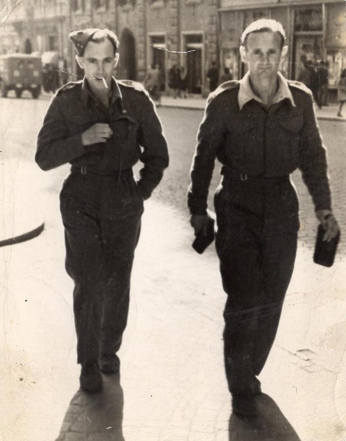 The author’s father, Henry Haskell, left, and his brother, Frederick Haskell, in Rome in 1945.