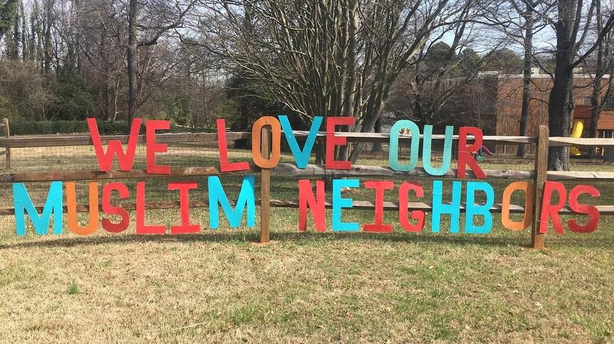 A sign outside The Grove Presbyterian Church in Charlotte.