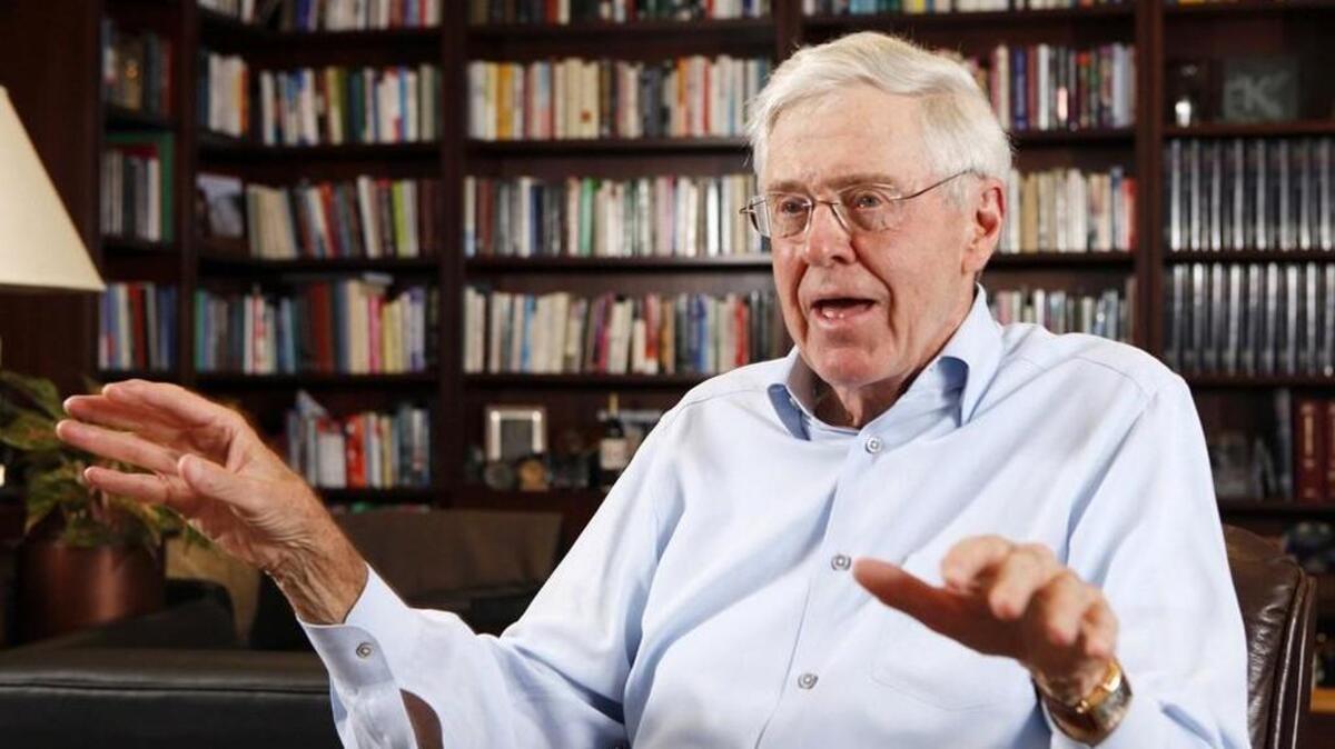 Charles Koch in his office at Koch Industries in Wichita, Kansas
