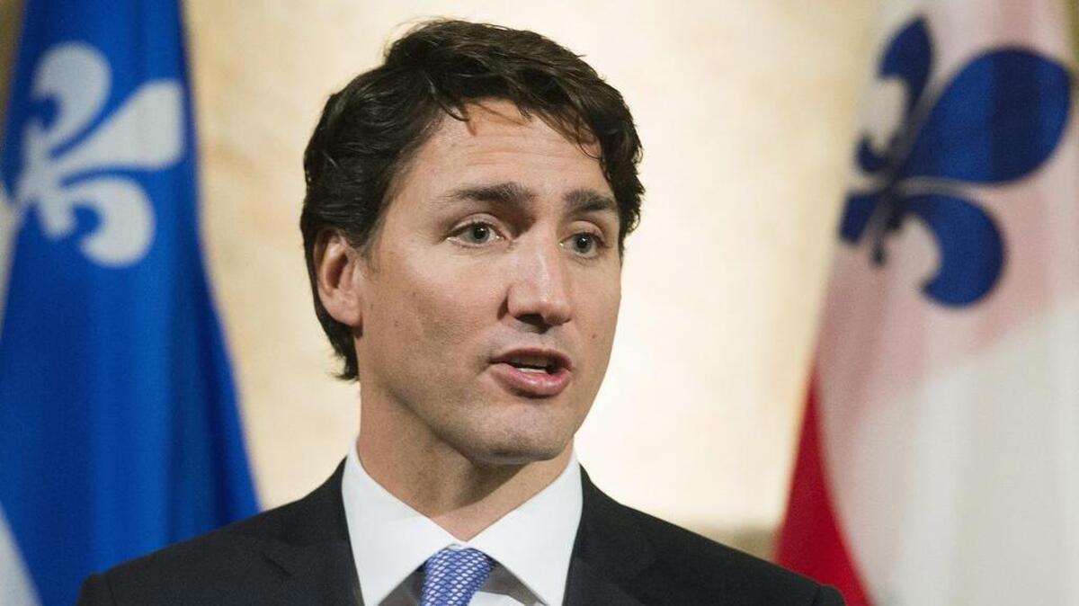 Canadian Prime Minister Justin Trudeau speaks during a news conference in Montreal.