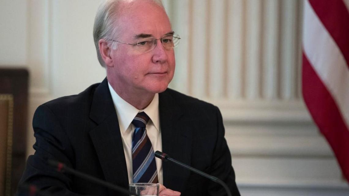 Secretary of Health and Human Services Tom Price attends an opioid roundtable discussion at the White House in Washington, Thursday, Sept. 28, 2017.