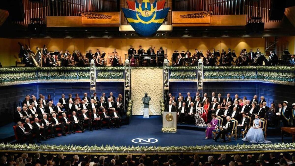 Members of the Swedish Royal Family and Nobel laureates attend the opening of the Nobel award ceremony on December 10, 2017 at the Concert Hall in Stockholm, Sweden.