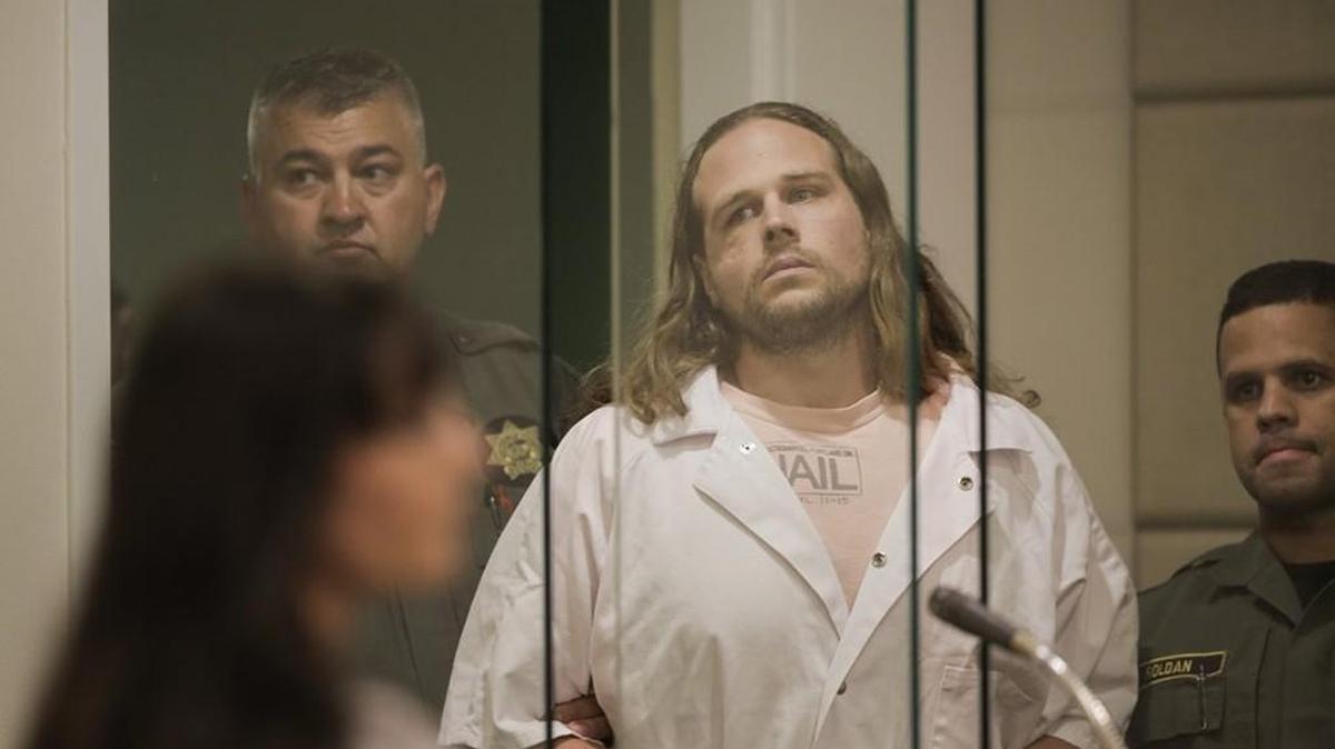 Jeremy Christian enters for a court appearance at Multnomah County Circuit Court in Portland, Ore., on Wednesday, June 7, 2017. Christian is accused of killing two passengers and wounding a third aboard a light-rail train.