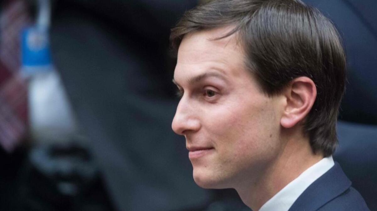 Jared Kushner, son-in-law and senior adviser to President Donald Trump, looks on during a meeting between Trump and Republican congressional leaders last week at the White House.