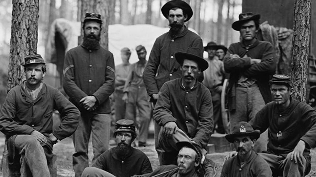 Petersburg, Va. Group of Company B, U.S. Engineer Battalion. Date : August 1864.