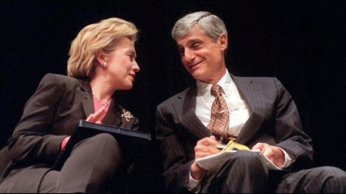 Robert E. Rubin, treasury secretary under President Bill Clinton, seen here with Hillary Clinton in 2000.