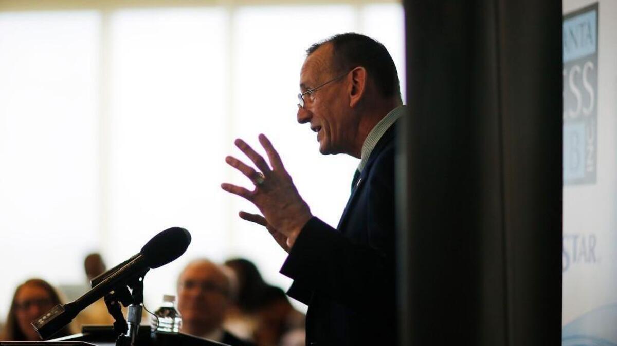 Director of the United States Secret Service Randolph Alles speaks at the Atlanta Press Club in Atlanta, Thursday, Feb. 1, 2018.