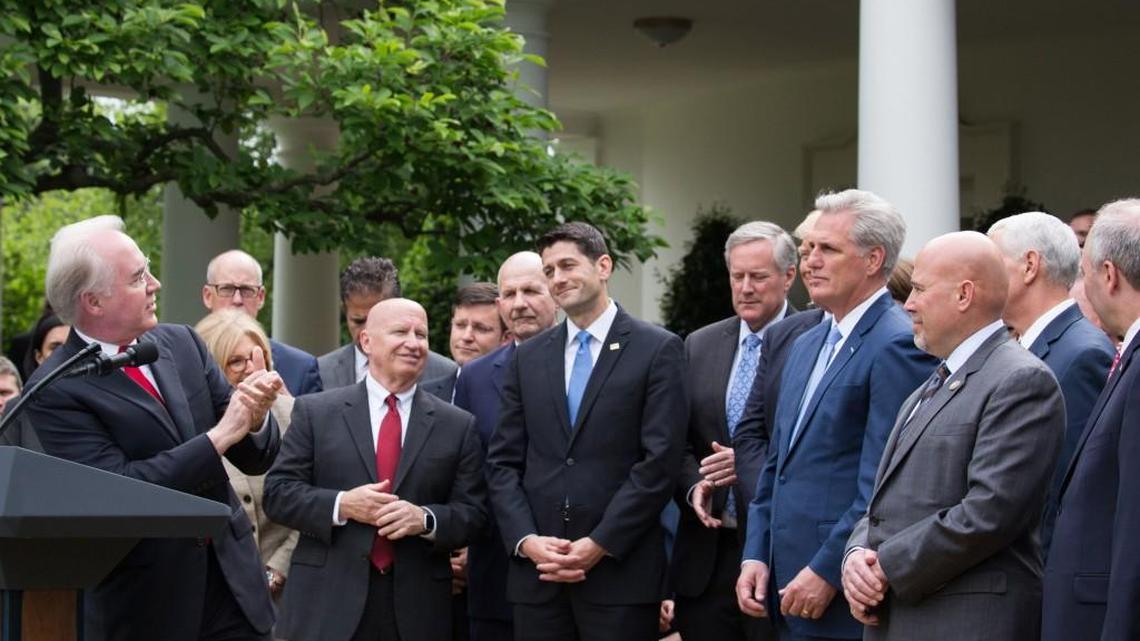 Tom Price, U.S. Secretary of Health and Human Services, speaks at President Trump's press conference with members of the GOP, on the passage of legislation to roll back the Affordable Care Act Thursday on May 4 in the Rose Garden of the White House in Washington, D.C.