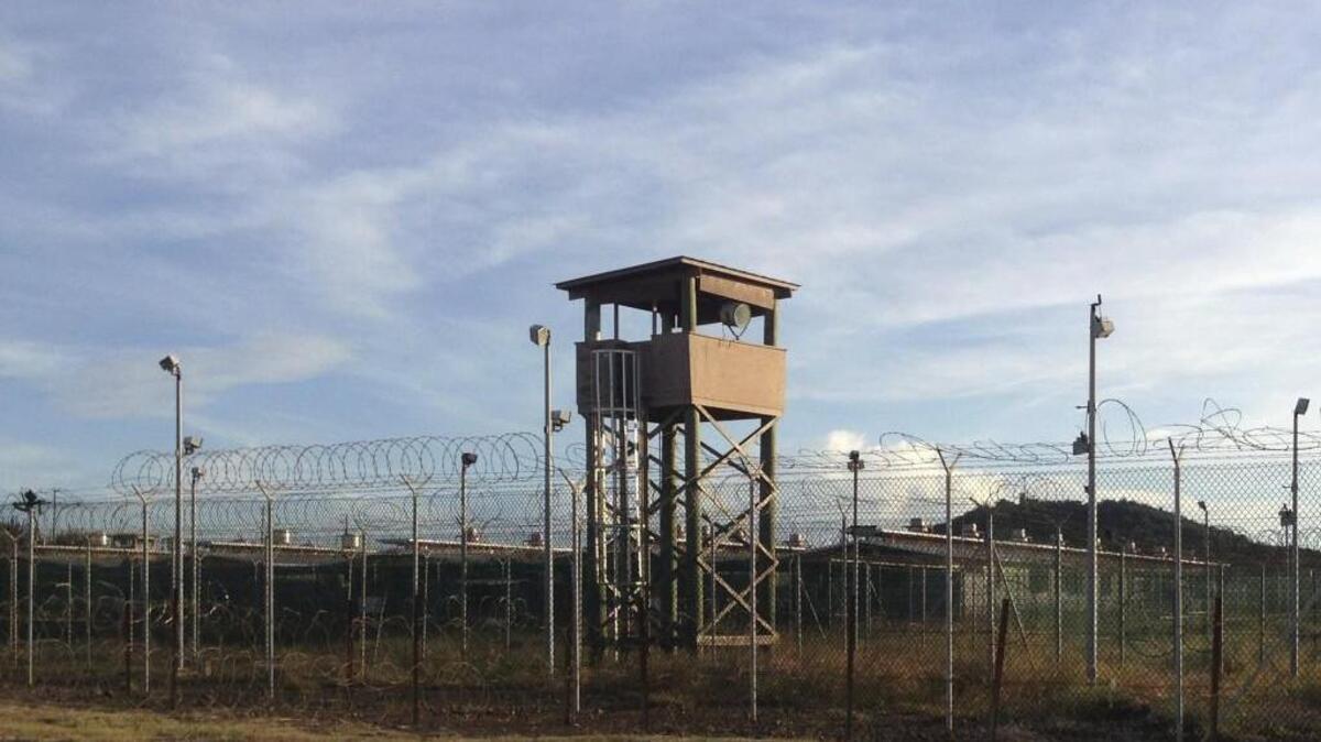 This Dec. 11, 2016 photo shows an unused guard tower at Camp Delta, one of the parts of the detention center at the U.S. Naval base at Guantanamo Bay, Cuba, that is now vacant as the detainee population reaches 59, the lowest it has been since early 2002.