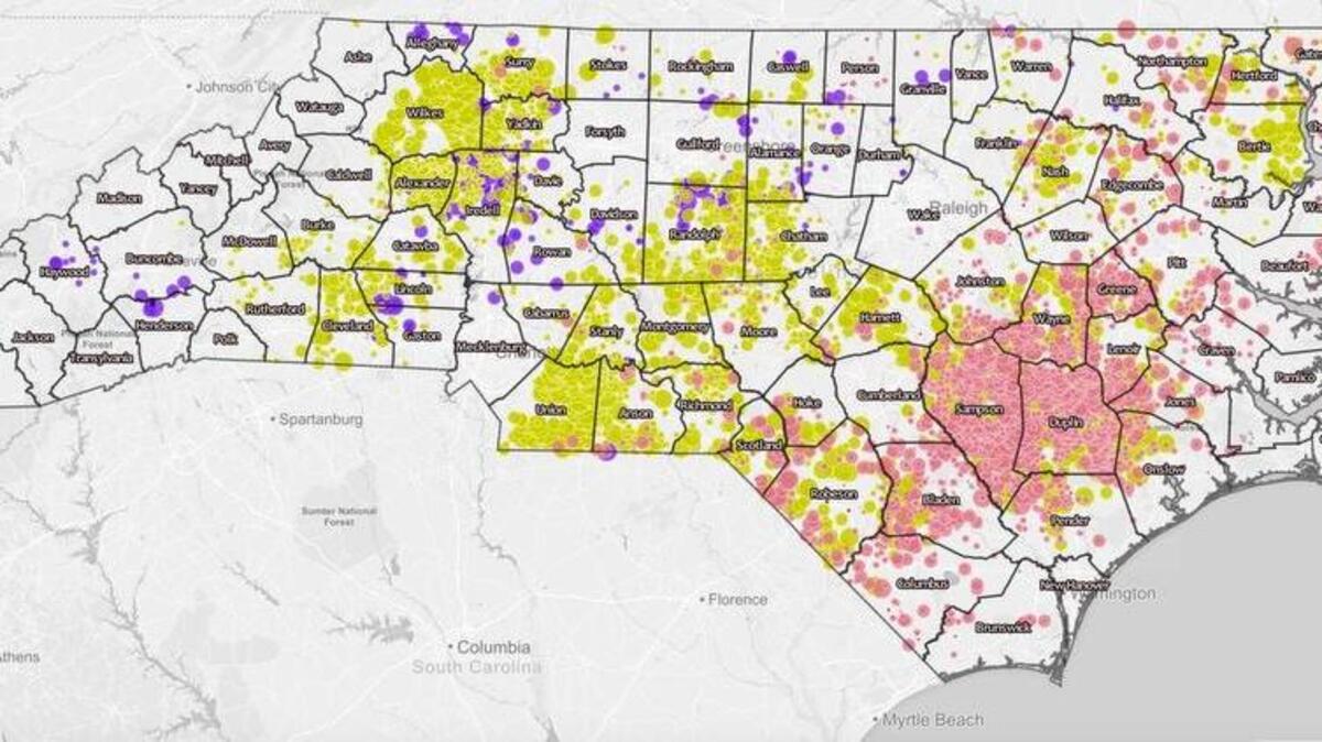 Find the interactive map “Exposing Fields of Filth: Locations of Confined Animal Feeding Operations in North Carolina” at nando.com/cafomap