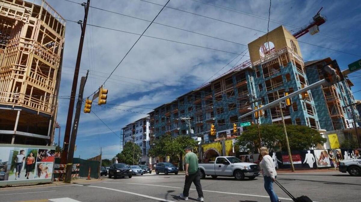 Two apartment/condo projects have created a cavernous look at Cameron Village in Raleigh.
