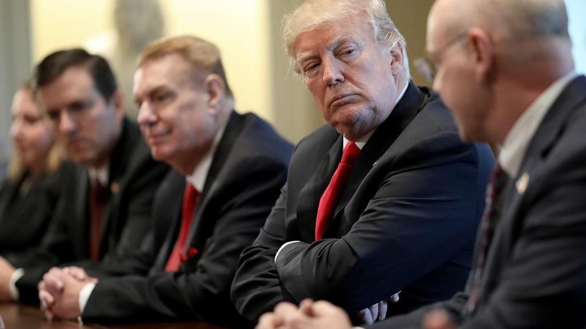 President Donald Trump, second from right, participates in a meeting with leaders of the steel and aluminum industries at the White House in Washington, D.C., on Thursday, March 1, 2018.