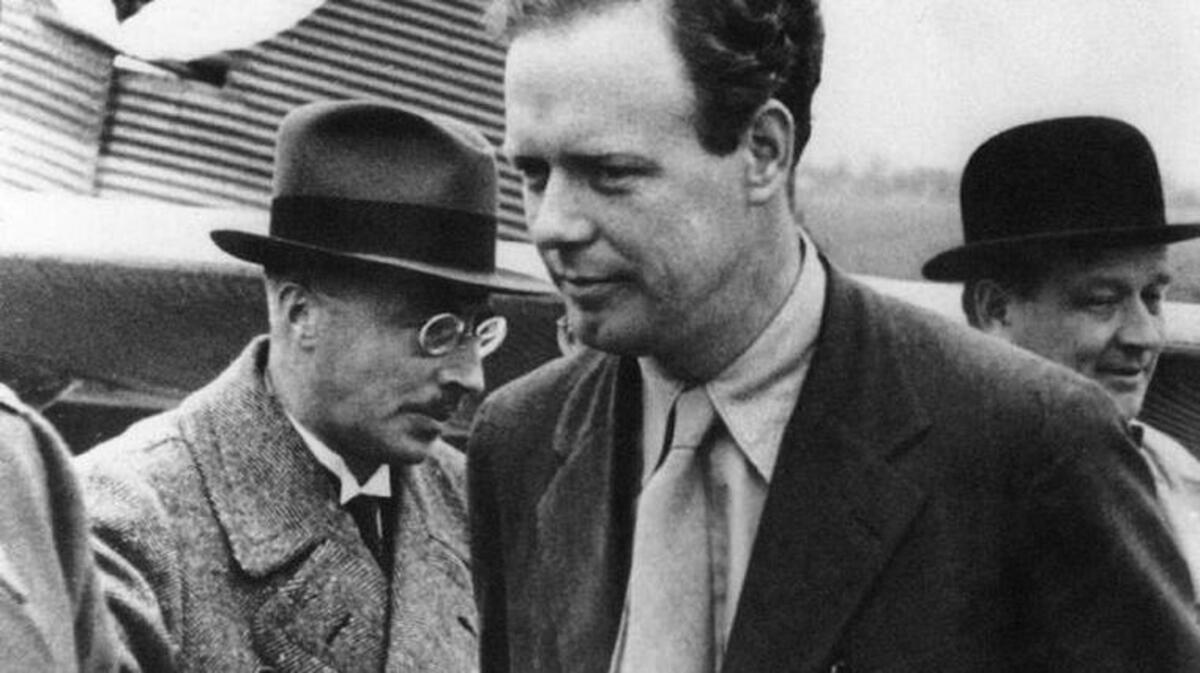 Charles Lindbergh accepted a medal from Herman Goering “in the name of the Fuehrer” during a visit to Germany in 1938.