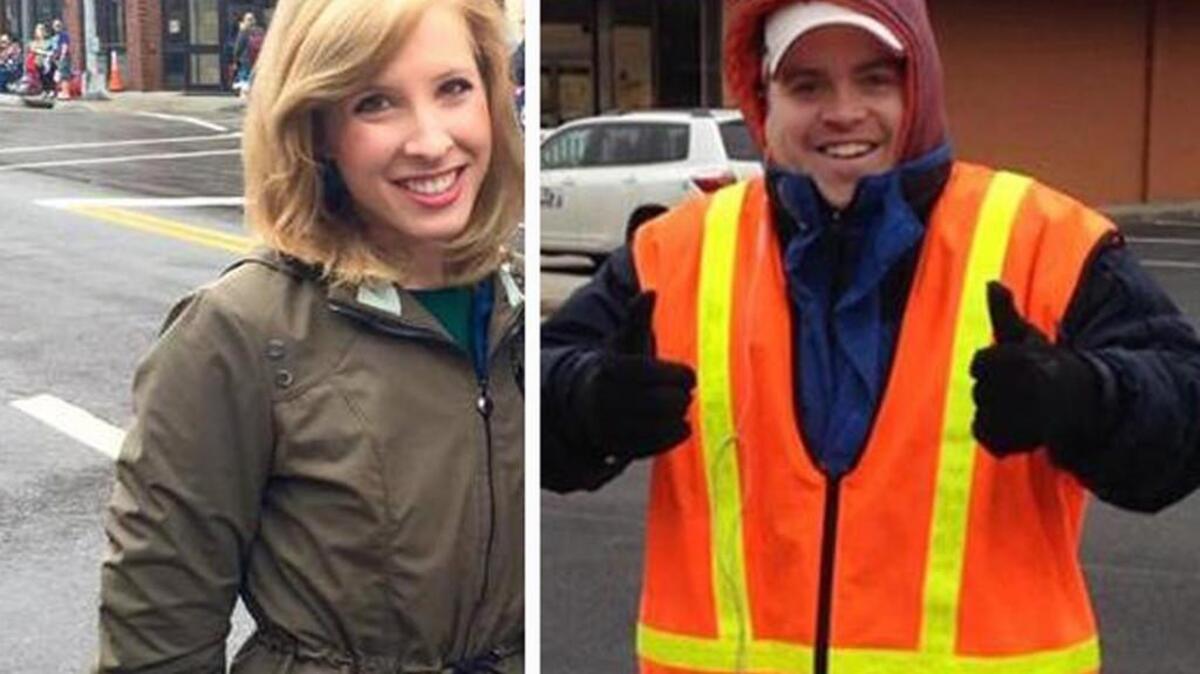 
Reporter Alison Parker, left, and cameraman Adam Ward were fatally shot during an on-air interview.
