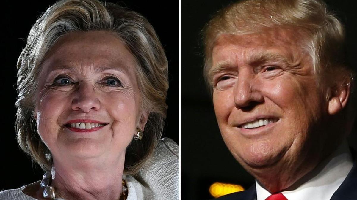 This combination of pictures created on November 03, 2016 shows US Democratic presidential nominee Hillary Clinton in Sanford, Florida, on November 1 and US Republican Presidential nominee Donald Trump in Warren, Michigan on October 31. With less than 24 hours until voting day, it was unclear whether the Democrat could convert into electoral gain the announcement Sunday that the FBI had cleared her again of wrongdoing over her email use.