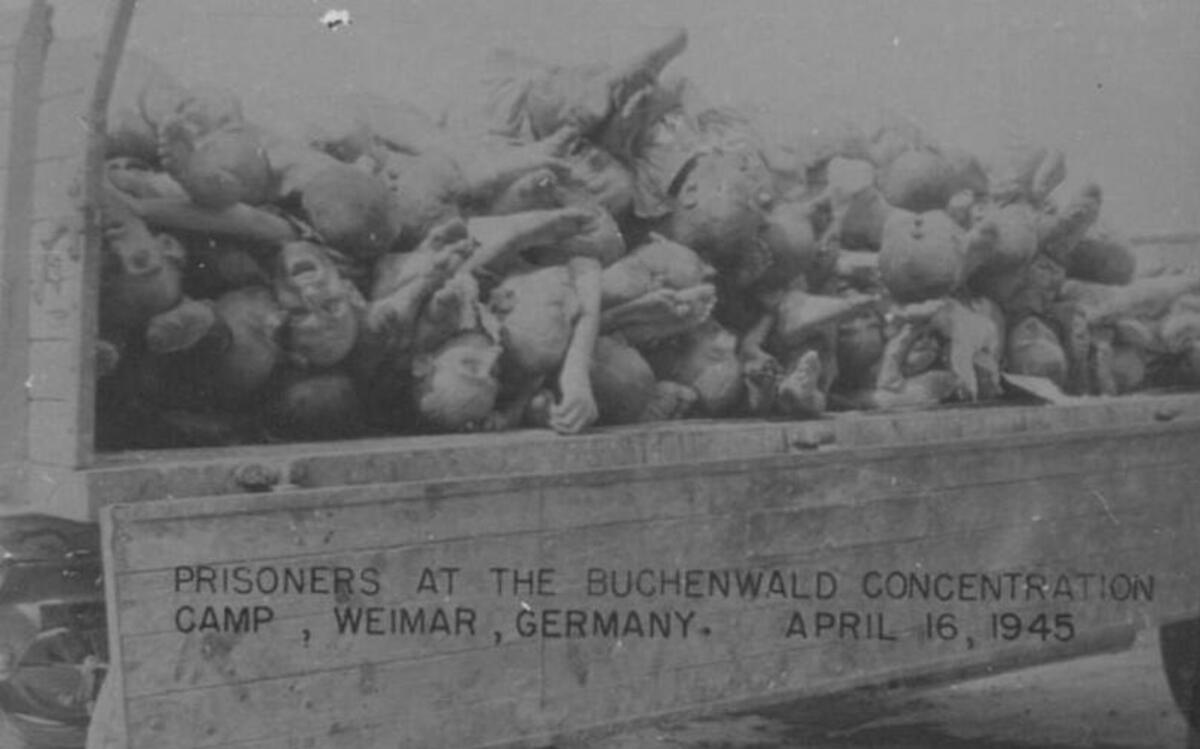 Some soldiers at Buchenwald were handed a set of photographs, 10 copies of each picture, and instructed to take them home after the war, to bear witness to what they had seen and to give sets of pictures to 10 people. There should never be any debate about what had happened at Buchenwald.