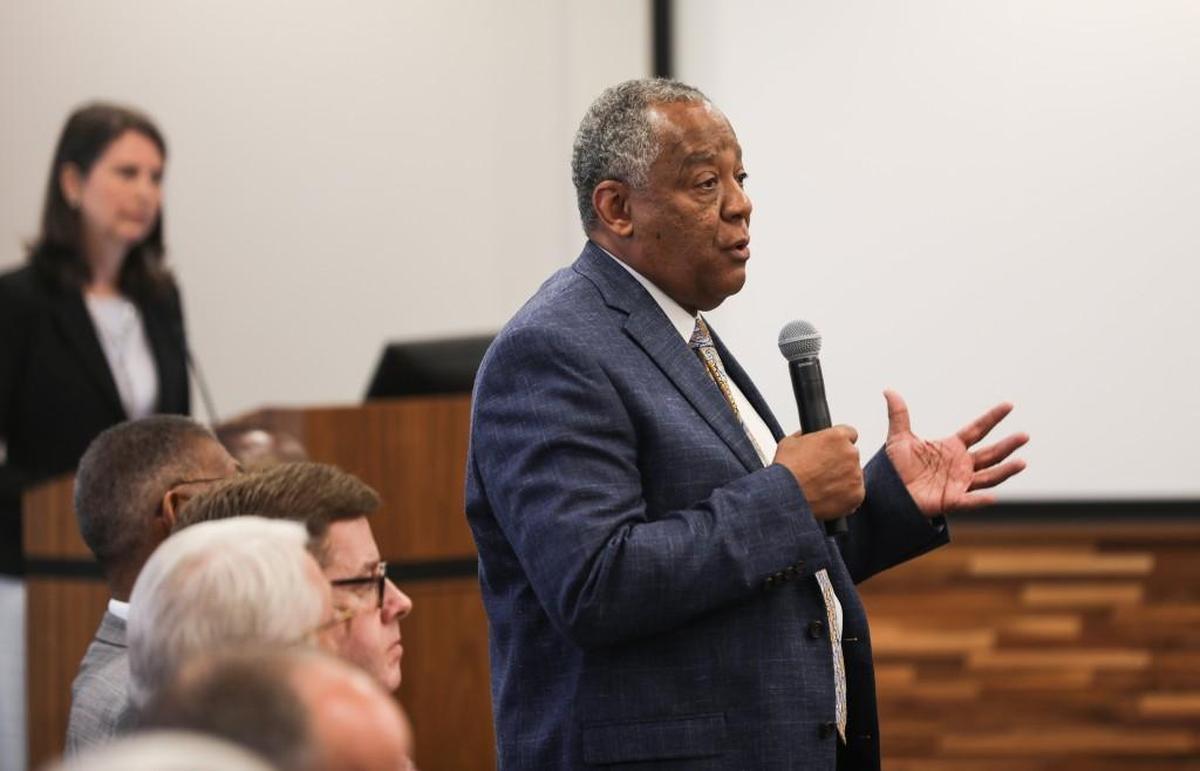Fayetteville State University's Chancellor James Anderson speaks to the Board of Governors about the importance of legal clinics for poor people before the board voted to ban litigation at the UNC Center for Civil Rights on Friday Sept. 8, 2017.
