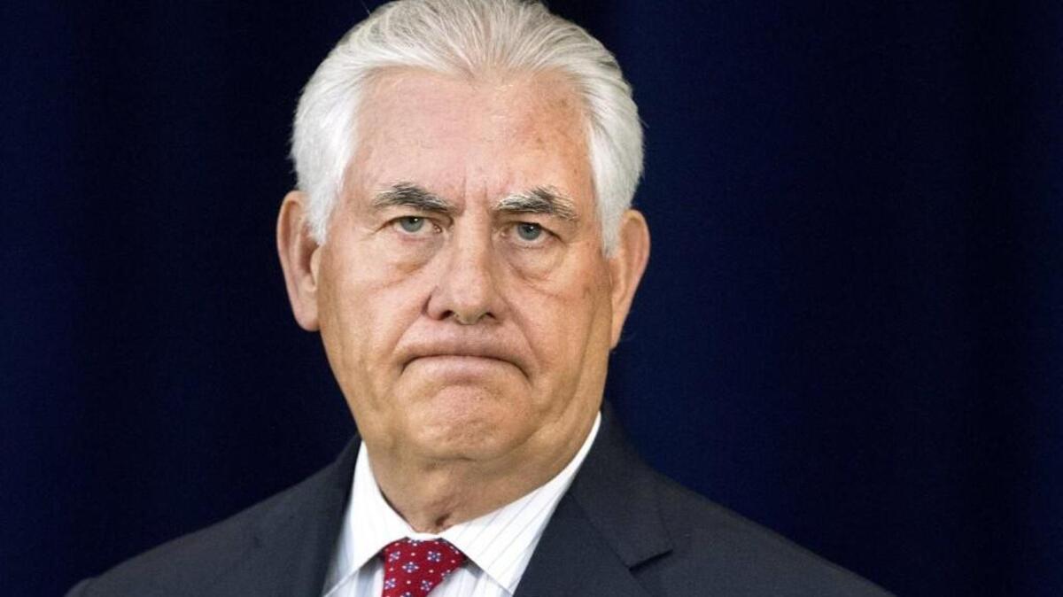 Secretary of State Rex Tillerson pauses while speaking to State Department employees, Wednesday at the State Department in Washington.