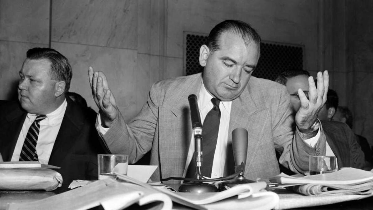Sen. Joseph McCarthy, who led a destructive effort to root out suspected communists in US government in the 1950s.