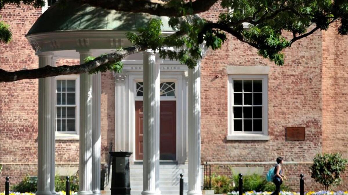 Spring, 2016 photos of UNC's landmark Old Well with the South Building in the background, Tuesday, April 26, 2016 in Chapel Hill, NC.
