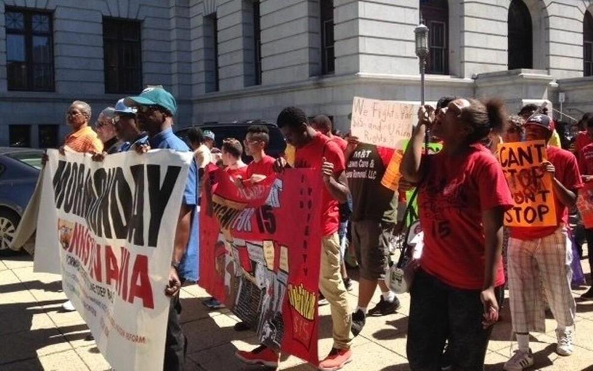 Some of the roughly 200 people who attended the Higher Ground Moral Day of Action march last week.