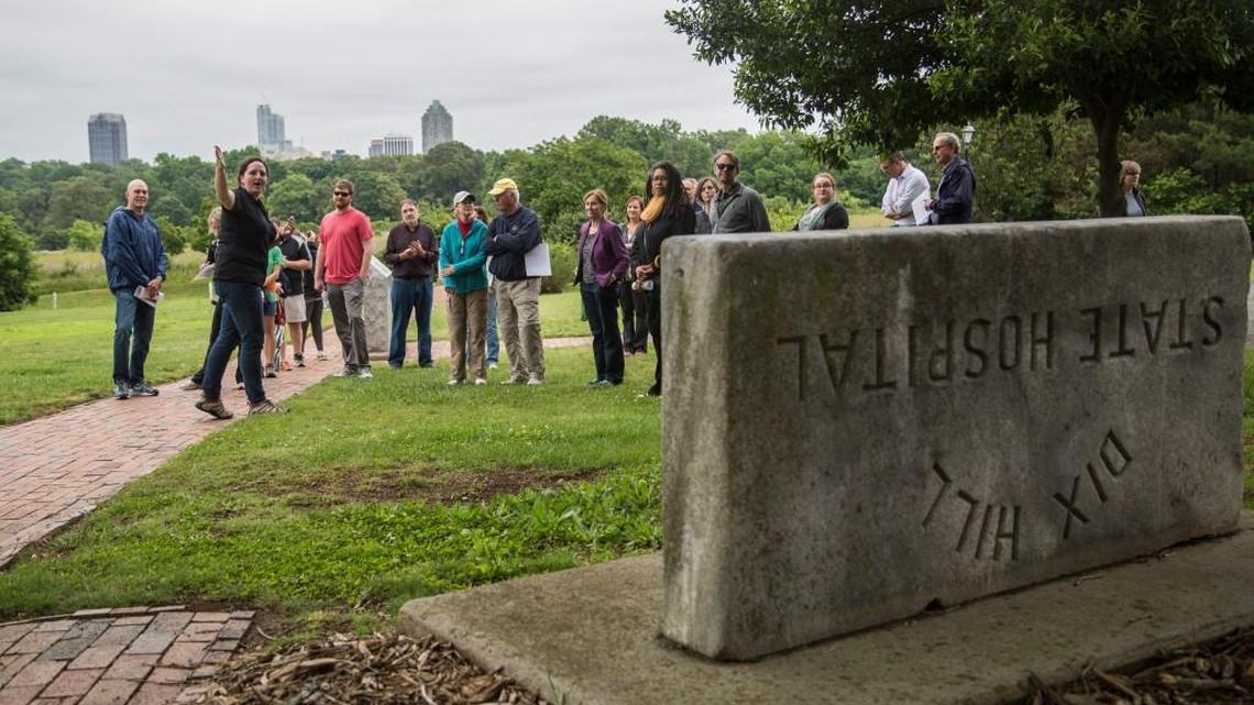 A senior planner with the City of Raleigh led a weekly guided tour of Dix Park on May 18, 2016. Raleigh had just started accepting applications from residents who wanted to serve on a 45-member advisory committee to help design the park and engage the public in the planning process.