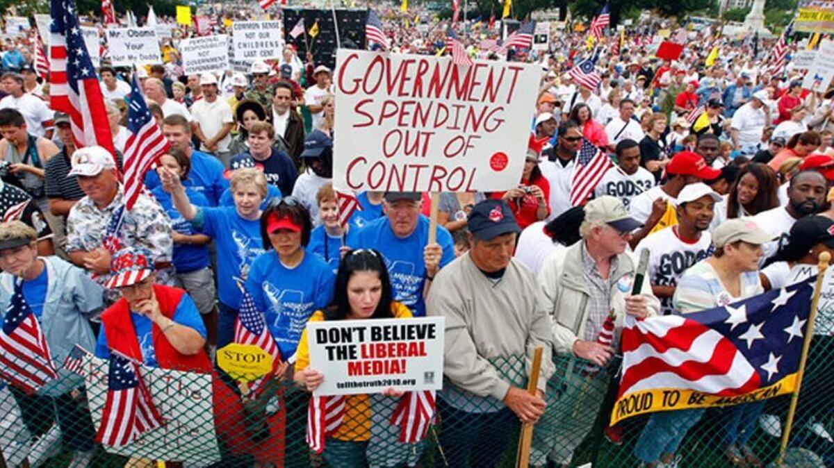 Tea partiers protest at a 2010 rally in Washington.