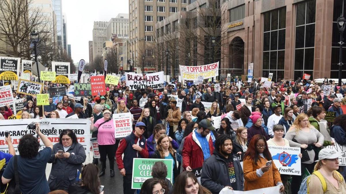 Participants in the NAACP’s Moral March on Raleigh on Feb. 10, 2018. The theme of this year’s march and rally was “Taking resistance to the ballot box.” For the first time in memory, Democrats are offering a candidate in every General Assembly race this fall and Republicans have countered with a full field of their own.