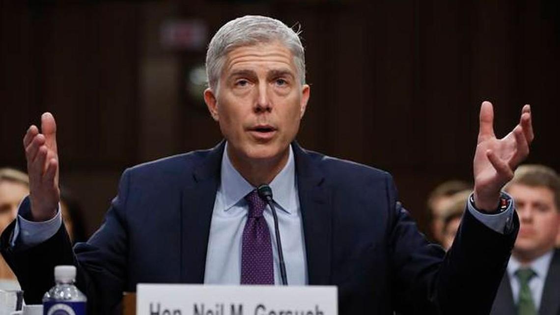 Supreme Court Justice nominee Neil Gorsuch speaks on Capitol Hill in Washington on March 21, 2017, during his confirmation hearing before the Senate Judiciary Committee.