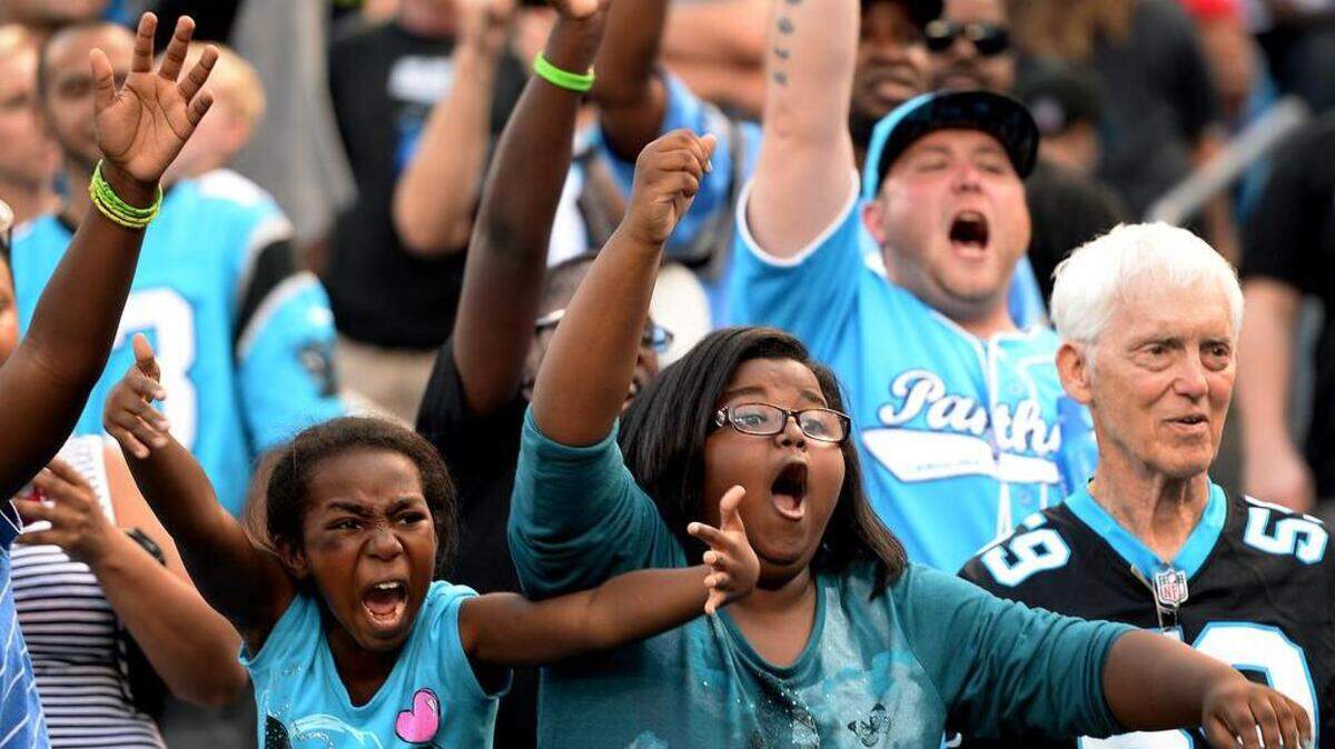 
Panthers fans cheer and enjoy themselves during Fan Fest Friday.
