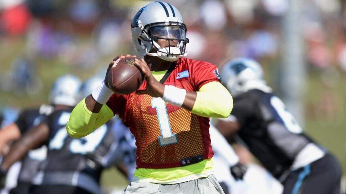 
Carolina Panthers quarterback Cam Newton (1) throws downfield during Wednesday’s morning practice at Wofford College in Spartanburg. Newton is expected to play the first quarter on Friday against Buffalo in the exhibition opener. 
