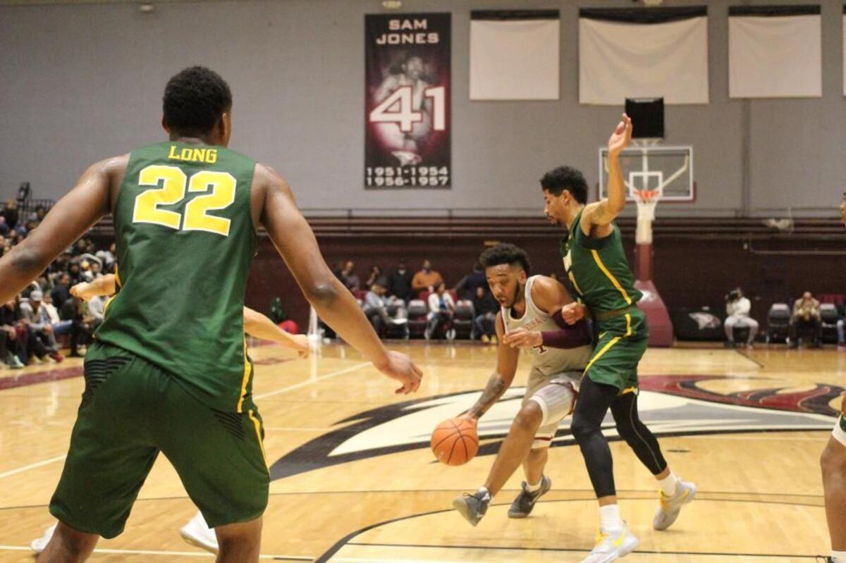 N.C. Central freshman guard Jordan Perkins drives to the basket versus Norfolk State Jan. 8 in Durham.
