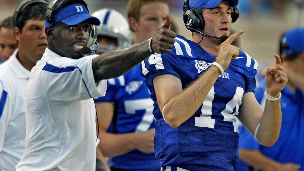 Shelby native Scottie Montgomery, 32, left, was a star receiver at Duke then an assistant there prior to going to the Steelers.