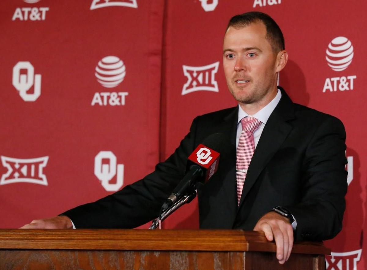 Lincoln Riley speaks at a news conference after being named football coach at Oklahoma in Norman, Okla., on June 7, 2017. (AP Photo/Sue Ogrocki)