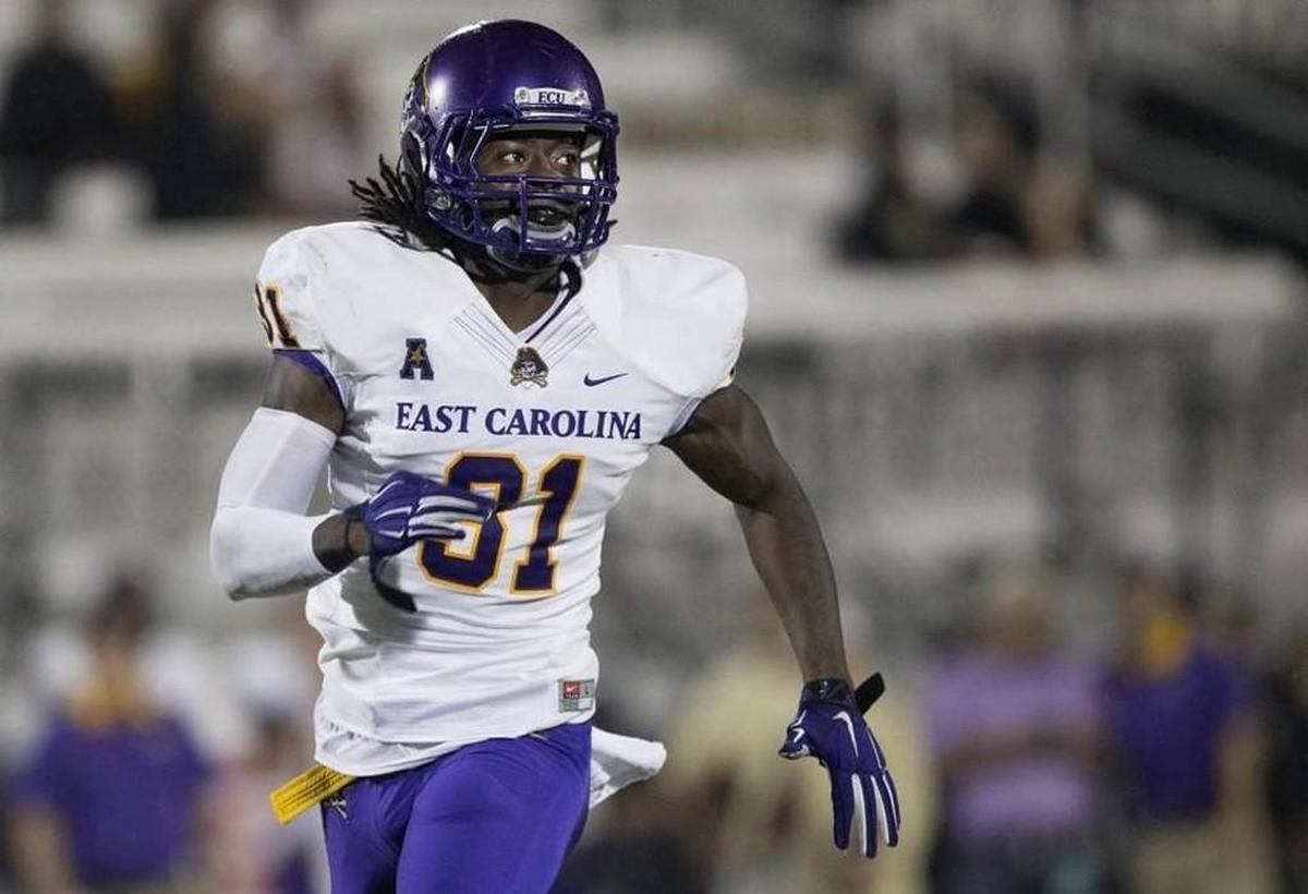 East Carolina Pirates defensive back Domonique Lennon runs down field in this file photo from the Pirates game against Central Florida in November 2015 in Orlando, Fla.