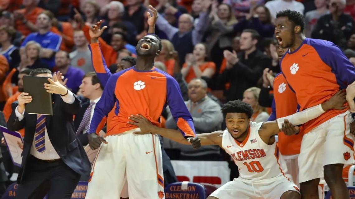 Clemson players on the bench react during the second half against Duke on Wednesday, Jan. 13, 2016, in Greenville, S.C. Clemson won 68-63.