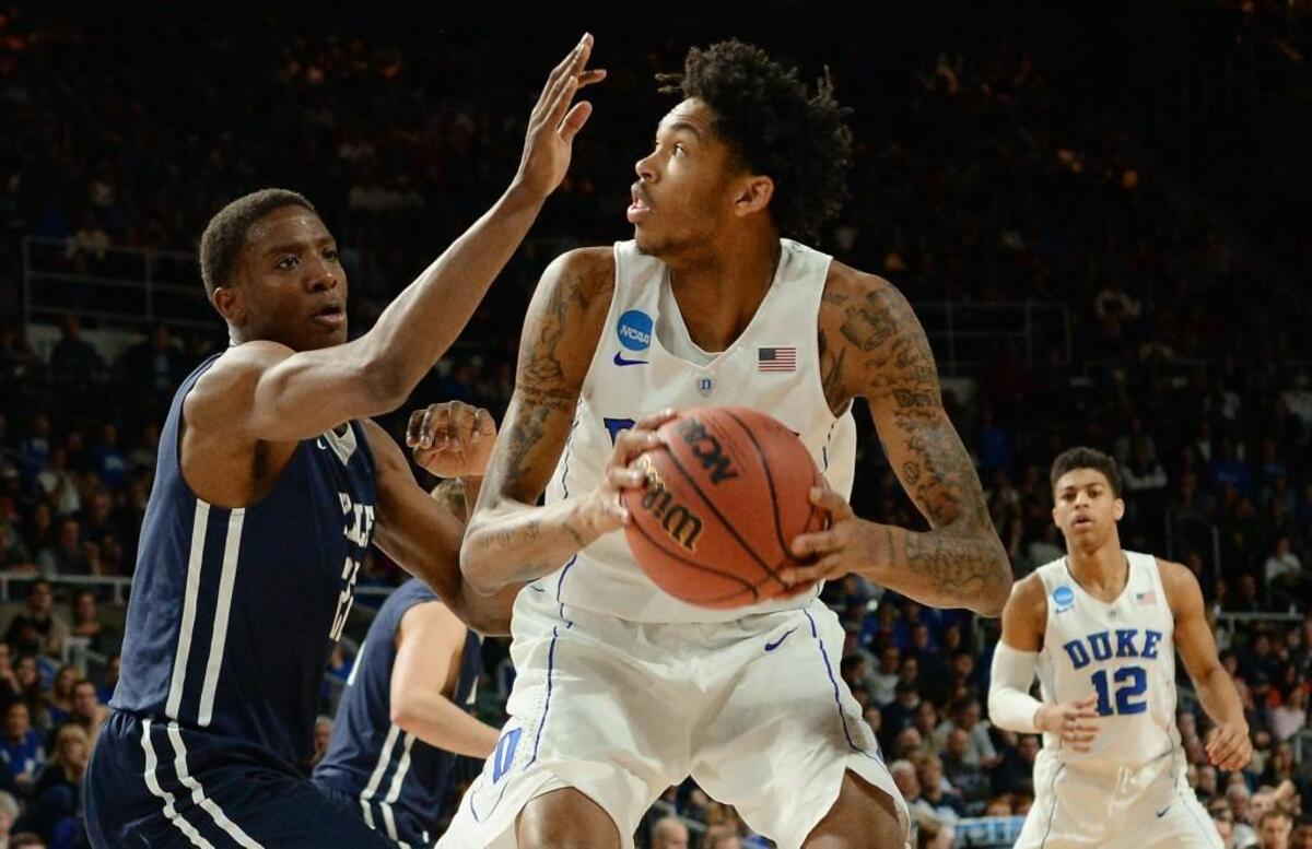 Duke guard Brandon Ingram looks to move against Yale forward Justin Sears, left, in the 2016 NCAA tournament.