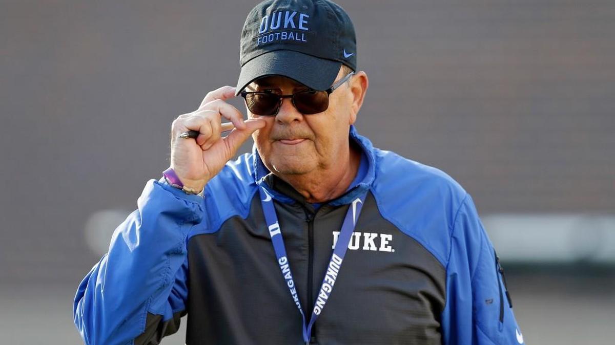 Taiyon Palmer thanked Duke coach David Cutcliffe, pictured, in a statement announcing his decision to decommit from the school.
