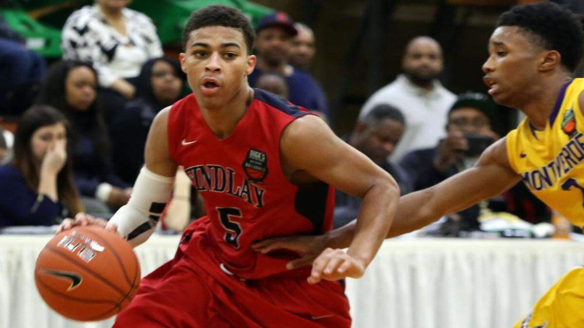 
Findlay Prep's Derryck Thornton Jr.  in action against Montverde Academy in the DICK'S Sporting Goods High School National Basketball Tournament on Friday, April 3, 2015 in Queens, NY. 
