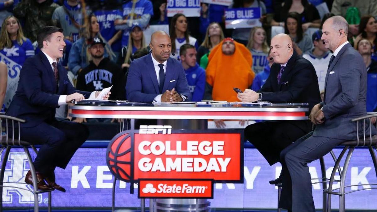 ESPN analysts Rece Davis, Jay Williams, Seth Greenberg and Jay Bilas talk on set during ESPN College GameDay at Rupp Arena on Jan. 20. The four will be in Chapel Hill on Thursday for Duke’s game against UNC.