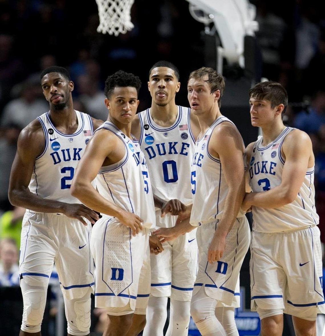 Duke has lost eight players from last season’s ACC tournament championship team, including, from left, Amile Jefferson, Frank Jackson, Jayson Tatum and Luke Kennard. Grayson Allen, right, is returning for his senior season.