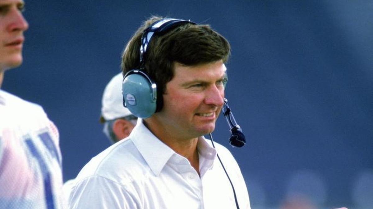 
Head Coach Steve Spurrier of Duke University Blue Devils looks on the sidelines during a game in the 1988 season. 
