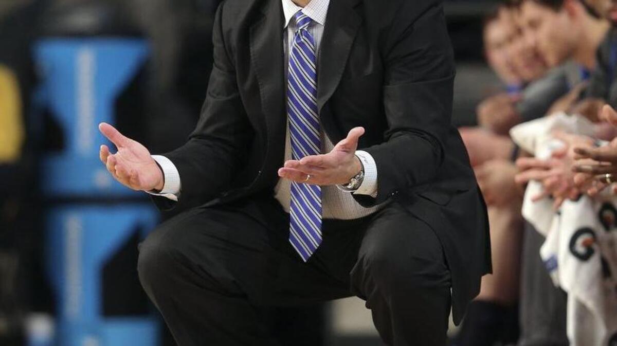 Duke associate head coach Jeff Capel yells at his team in an 80-71 win over Georgia Tech Tuesday. Head coach Mike Krzyzewski was sick and did not travel to Atlanta. It’s the first game Krzyzewski has missed since the 1994-95 season.
