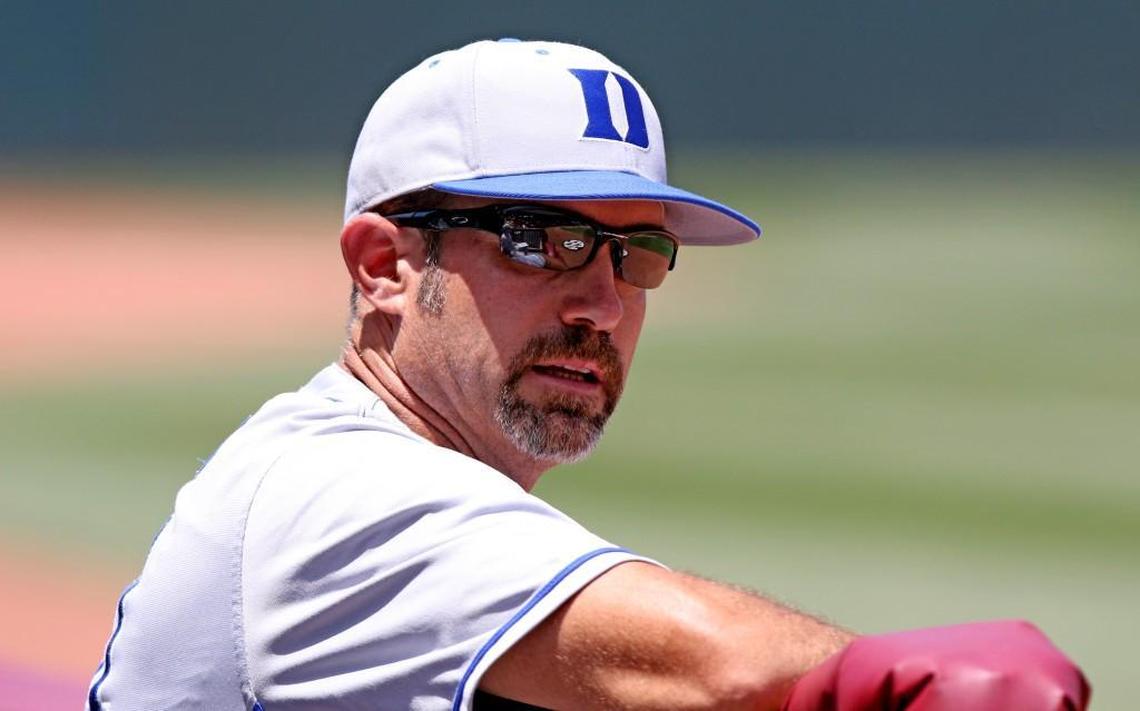 Duke coach Chris Pollard during the team's game against UNCW in the NCAA Baseball Tournament regional Friday at Founders Park in Columbia.
