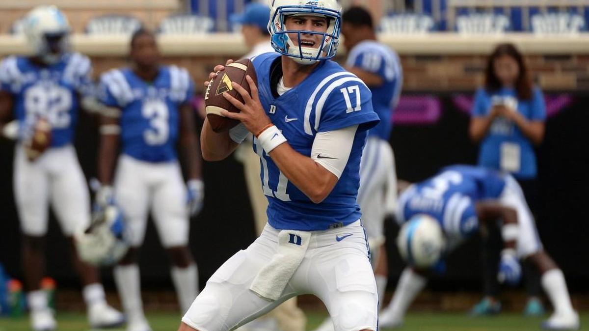 Duke quarterback Daniel Jones prepares to start his first game in the Blue Devils’ season-opener against N.C. Central on Sept. 3.