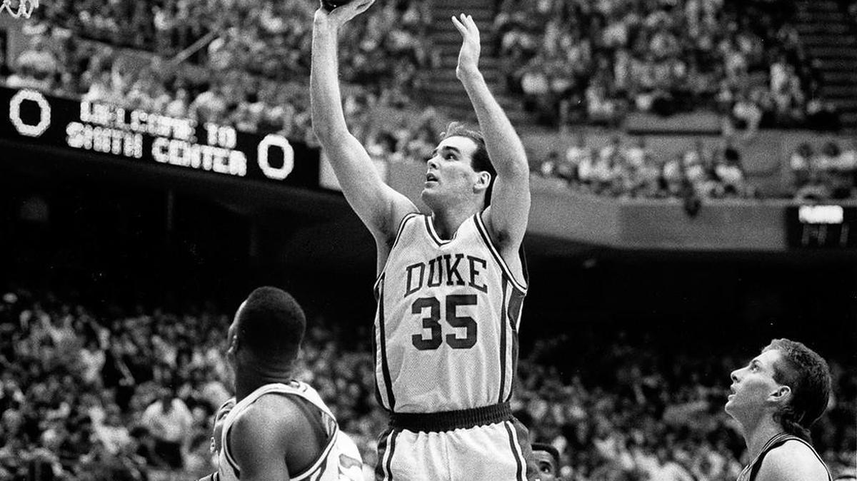 Duke’s Danny Ferry drives to the basket against Boston during NCAA tournament on March 17, 1988.
